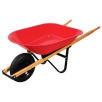 Tru Built Wood Handle Light Duty Wheelbarrow, 4 CU FT, 30358