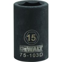 DEWALT 6-Point 1/2 IN Drive Impact Socket, DWMT75103OSP, 15 mm