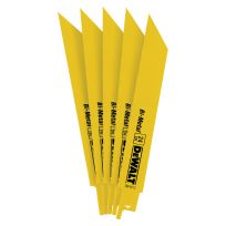 DEWALT Straight Back Bi-Metal Reciprocating Saw Metal Cutting Blades, 6 IN, 24 TPI, DW4813