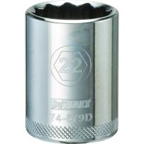 DEWALT 12-Point 1/2 IN Drive Socket, DWMT74579OSP, 22 mm