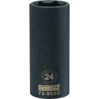 DEWALT 6-Point 1/2 IN Drive Deep Impact Socket, DWMT73953OSP, 24 mm