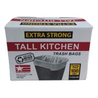 Jadcore Tall Kitchen Trash Bags, White, 100-Count, FH13WH100, 13 Gallon