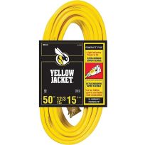 Yellow Jacket Heavy-Duty Premium Contractor Extension Cord with Lighted End, 2884, Yellow, 50 FT