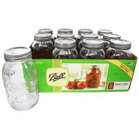 Ball® Regular Mouth Pint Mason Jar with Lids and Bands, Quart, 12-Pack, 62000, 32 OZ