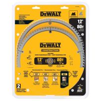 DEWALT Miter Saw Blade, 80-Tooth, 2-Pack, DW3128P5D80I, 12 IN