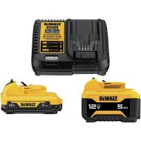 DEWALT 12V MAX 3 AH / 5 AH Lithium-Ion Batteries and Charger Starter Kit, DCB135C