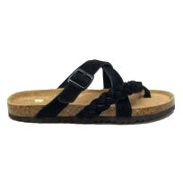 Gaahuu Women's Leather Braided Criss Cross Footbed Sandal