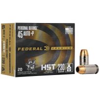 FEDERAL® 45 AUTO +P 230GR HST Jacketed Hollow Point Centerfire Pistol Cartridges, 20-Rounds, P45HST1S