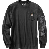 Carhartt Men's Relaxed Fit Heavyweight Long-Sleeve Pocket Script Sleeve Graphic T-Shirt