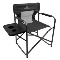 BLACK SIERRA EQUIPMENT® Mesh Back Director's Chair with Side Table, PDRCH-002-DK, Black