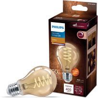 Philips Vintage LED 6.5W (60W equiv) A19 Spiral Filament Bulb, Amber, 565796