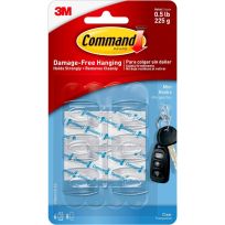 Command® Mini Transparent Adhesive Hooks, 6-Pack, 6880280