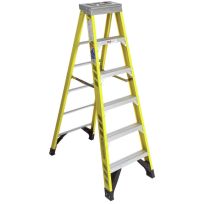 Werner Type IAA Fiberglass Step Ladder, 7306, Yellow, 6 FT