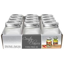 Country Classics™ Wide Mouth Glass Canning Jar, 1 Quart (32 OZ), 12-Pack, CCCJWM-132-12PK