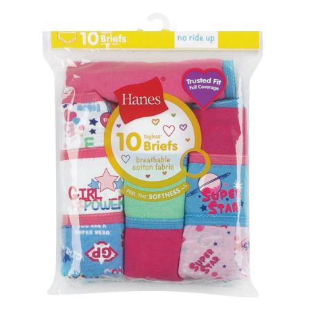 Hanes Girls' Tagless Cotton Briefs, 10 Pack 