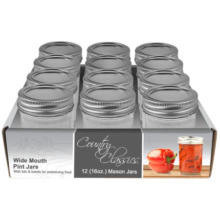 COUNTRY CLASSICS 16 oz. Wide Mouth Glass Canning Jar (2 packs of 12)  CCCJWM-116-2PK - The Home Depot