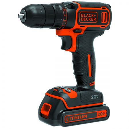 BLACK+DECKER 20-Volt MAX* Lithium-Ion Cordless Drill with Storage Bag + 10 Drill  Bits, BCD702VABWM 