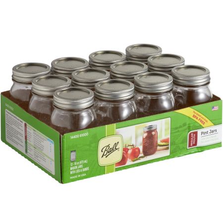 Regular Mouth Mason Jars 16 oz - (4 Pack) - Ball Regular Mouth Pint  16-Ounces Mason Jars With Airtight lids and Bands - For Canning,  Fermenting