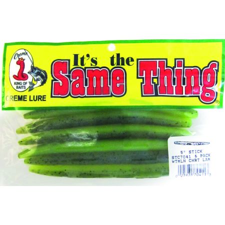 Bomgaars : Creme Stick Worm, 5 IN, Watermelon/Chartreuse Laminate : Soft  Plastics