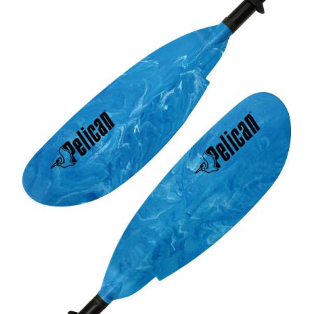 Pelican Sport PS1111 Kid Size Kayak Paddle - Compact 3-Piece Blade & Shaft  - 60 in, White/Blue