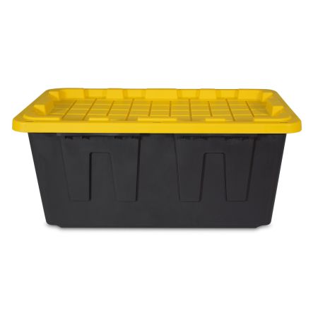 Tough Box 27 Gallon Black Storage Tote with Yellow Lid